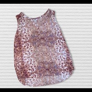 Paisley Button Up Vintage Tank - Light Weight Cotton Size L